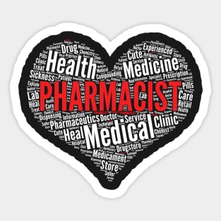 Pharmacist Heart Pharmacy Word Cloud graphic Sticker